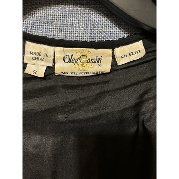 Vintage Oleg Cassini Sequin Jacket Womens S Small Silk Gold Silver Beaded EUC - Picture 7 of 7